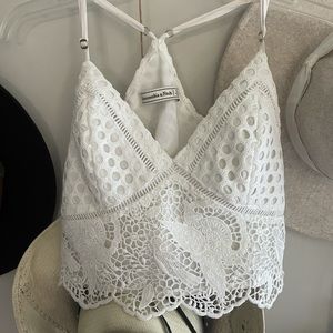 White lace crop top